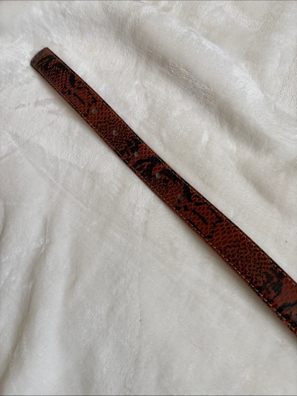 Brown Textured Leather Belt with Gold Buckle - Picture 6 of 6